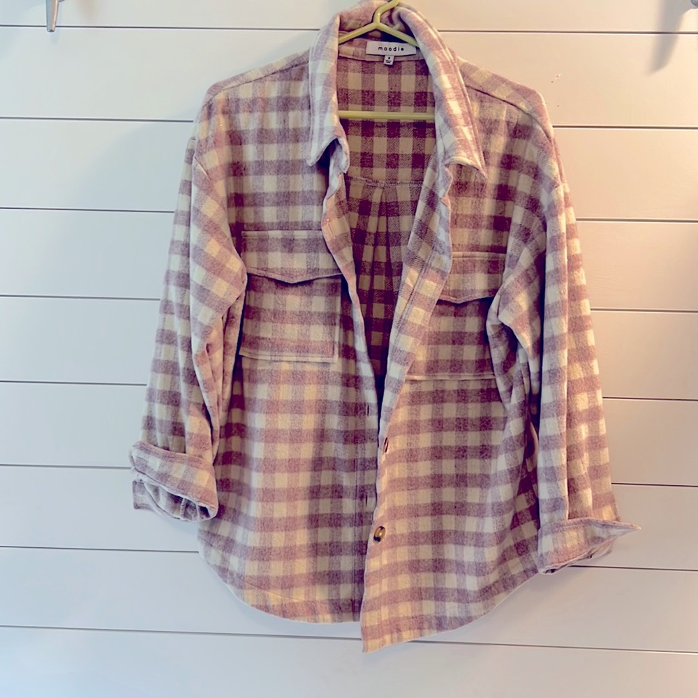 Moodie Lavender Checked Shacket - image 1